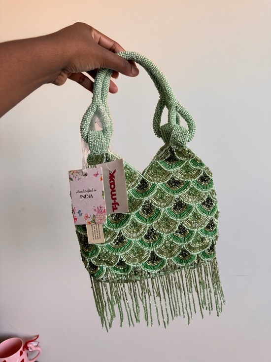 T.J.Maxx Handbags - T.J.Maxx Mint Green Beaded Fringe Tote